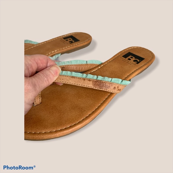 BC Footwear Tan Sandal with Aqua Frill - Picture 9 of 9